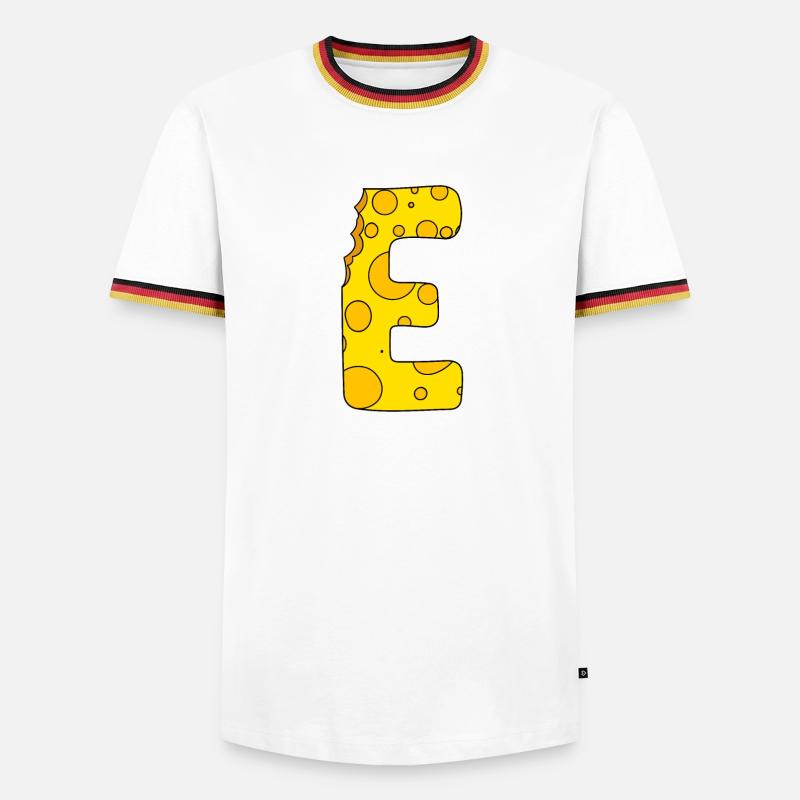 Buchstabe E - Männer Kontrast-T-Shirt - Weiß/Dreifarbig