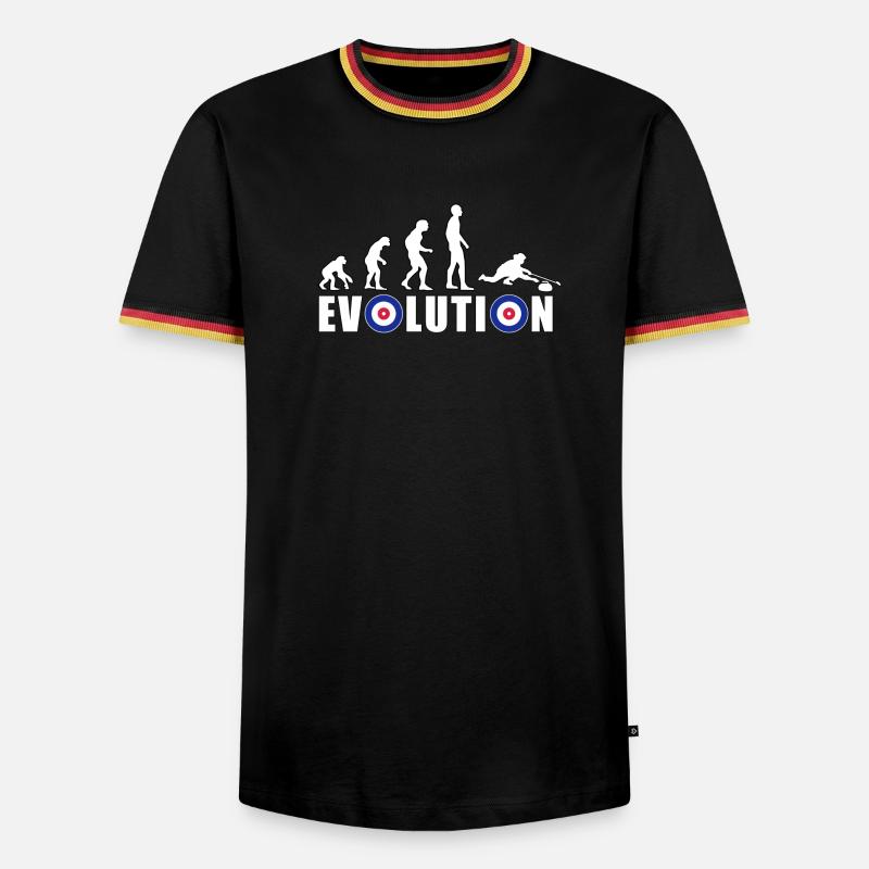 EVOLUTION CURLING Eisstockschießen Geschenk Winter - Männer Kontrast-T-Shirt - Schwarz/Dreifarbig