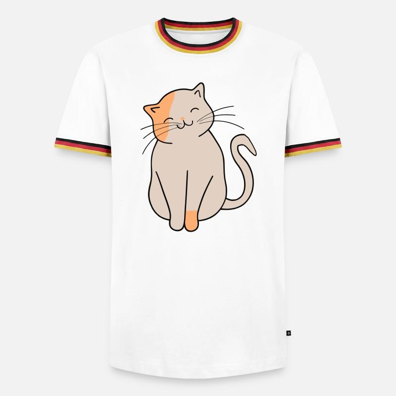 Katze - Männer Kontrast-T-Shirt - Weiß/Dreifarbig