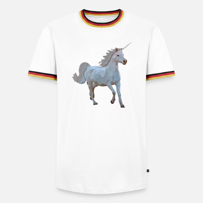 Elron, das Einhorn - Männer Kontrast-T-Shirt - Weiß/Dreifarbig