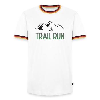 Trail Run - Men's Ringer Shirt - white/tricolour - Front - AI Model Female 172 light (172cm) & AI Model Male 185 light (185cm)