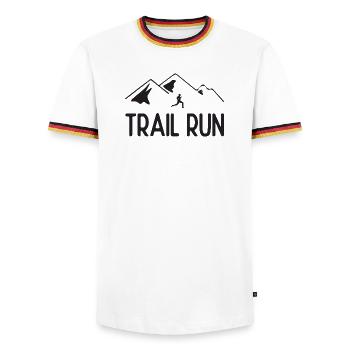 Trail Run - Men's Ringer Shirt - white/tricolour - Front - AI Model Female 172 light (172cm) & AI Model Male 185 light (185cm)