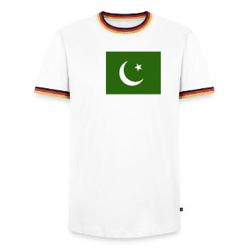 Drapeau du Pakistan - T-shirt contrasté Homme - blanc/tricolore - Devant - AI Model Female 172 light (172cm) & AI Model Male 185 light (185cm)