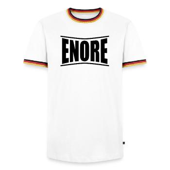 t-shirt Enore t-shirt gift idea - Men's Ringer Shirt - white/tricolour - Front - AI Model Female 172 light (172cm) & AI Model Male 185 light (185cm)