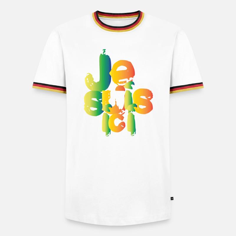 Ich bin hier - Männer Kontrast-T-Shirt - Weiß/Dreifarbig
