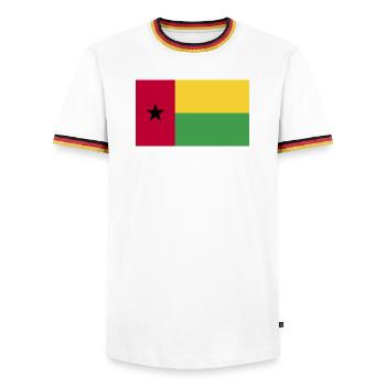 Drapeau national de la Guinée-Bissau - T-shirt contrasté Homme - blanc/tricolore - Devant - AI Model Female 172 light (172cm) & AI Model Male 185 light (185cm)
