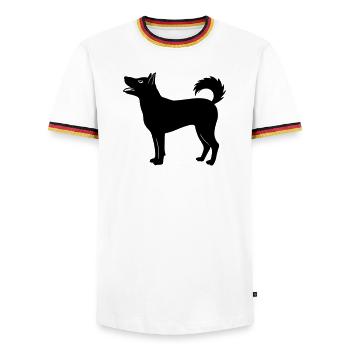 Dog shadow figure year of the dog - Men's Ringer Shirt - white/tricolour - Front - AI Model Female 172 light (172cm) & AI Model Male 185 light (185cm)