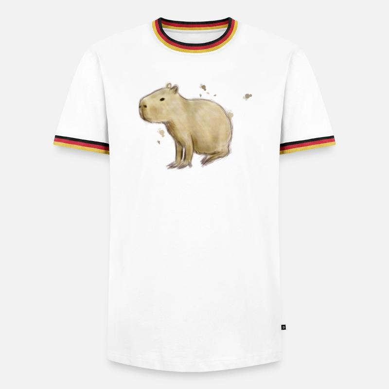Capybara - Männer Kontrast-T-Shirt - Weiß/Dreifarbig