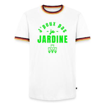 jardin, jardinage, fan de jardinage - T-shirt contrasté Homme - blanc/tricolore - Devant - AI Model Female 172 light (172cm) & AI Model Male 185 light (185cm)