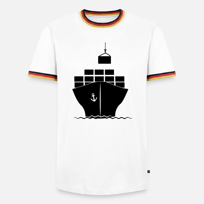 Seecontainerboot mit Kranbeladung - Männer Kontrast-T-Shirt - Weiß/Dreifarbig