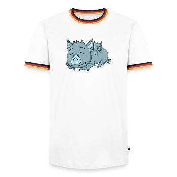 Chauve-souris avec bébé chauve-souris - Famille - T-shirt contrasté Homme - blanc/tricolore - Devant - AI Model Female 172 light (172cm) & AI Model Male 185 light (185cm)