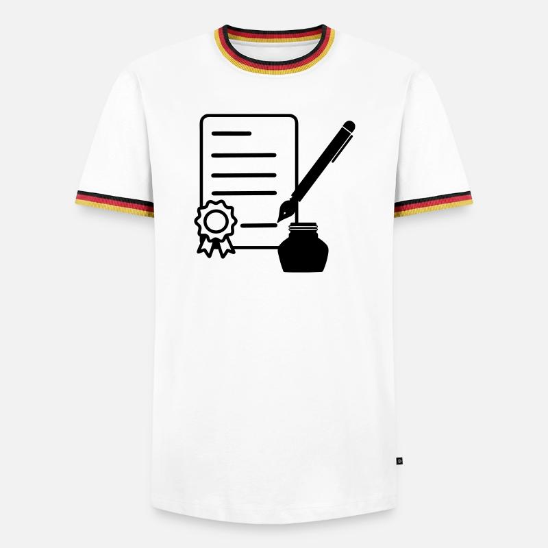 Vertrag mit Lacksiegel - Männer Kontrast-T-Shirt - Weiß/Dreifarbig