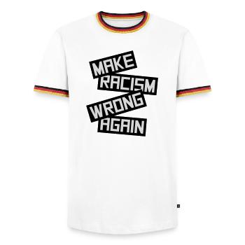 Rendre le racisme répréhensible - T-shirt contrasté Homme - blanc/tricolore - Devant - AI Model Female 172 light (172cm) & AI Model Male 185 light (185cm)