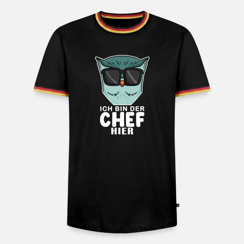 Cool Eule Chef - Männer Kontrast-T-Shirt - Schwarz/Dreifarbig