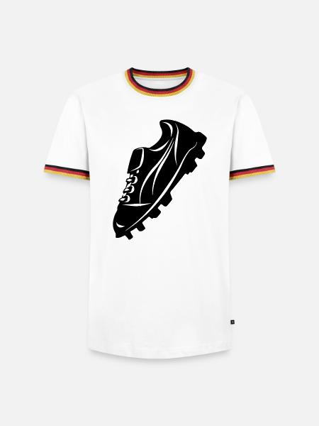 Fußballschuh transparente Schattenfigur - Männer Kontrast-T-Shirt - Weiß/Dreifarbig