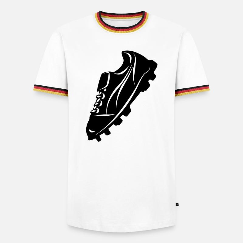 Fußballschuh transparente Schattenfigur - Männer Kontrast-T-Shirt - Weiß/Dreifarbig