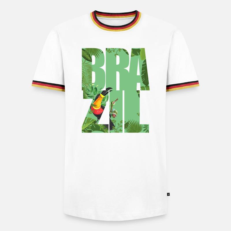 Brazil - Men's Ringer Shirt - white/tricolour