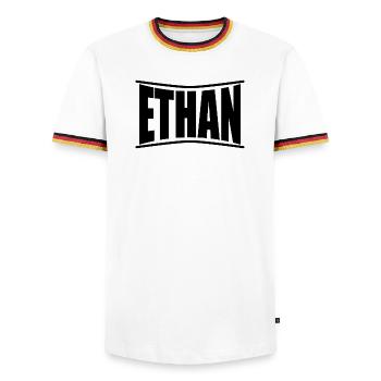 T-Shirt Ethan T-Shirt Geschenkidee - Männer Kontrast-T-Shirt - Weiß/Dreifarbig - Vorne - AI Model Female 172 light (172cm) & AI Model Male 185 light (185cm)