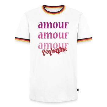 T-Shirt amour Valentinstag 14 Februar Liebe Liebe - Männer Kontrast-T-Shirt - Weiß/Dreifarbig - Vorne - AI Model Female 172 light (172cm) & AI Model Male 185 light (185cm)