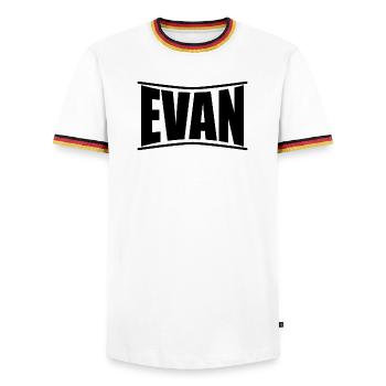 Evan T-Shirt Geschenkidee T-Shirt - Männer Kontrast-T-Shirt - Weiß/Dreifarbig - Vorne - AI Model Female 172 light (172cm) & AI Model Male 185 light (185cm)