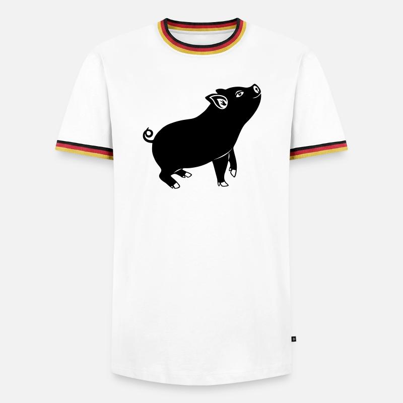 Pig emblem Shadow image - Men's Ringer Shirt - white/tricolour