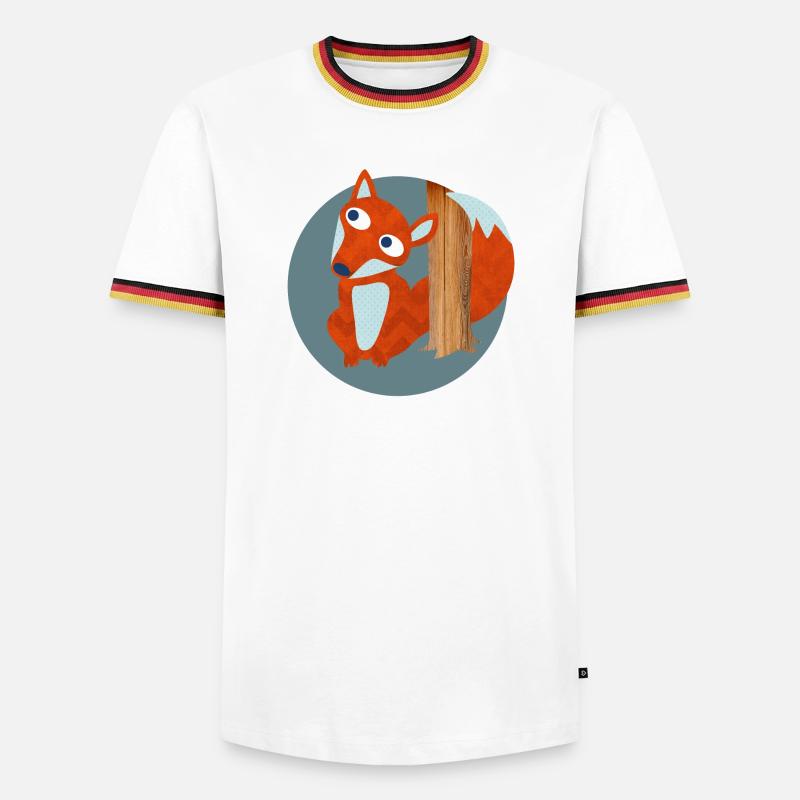 Fuchs Struktur Wald Kinderzimmer Muster Comic  - Männer Kontrast-T-Shirt - Weiß/Dreifarbig