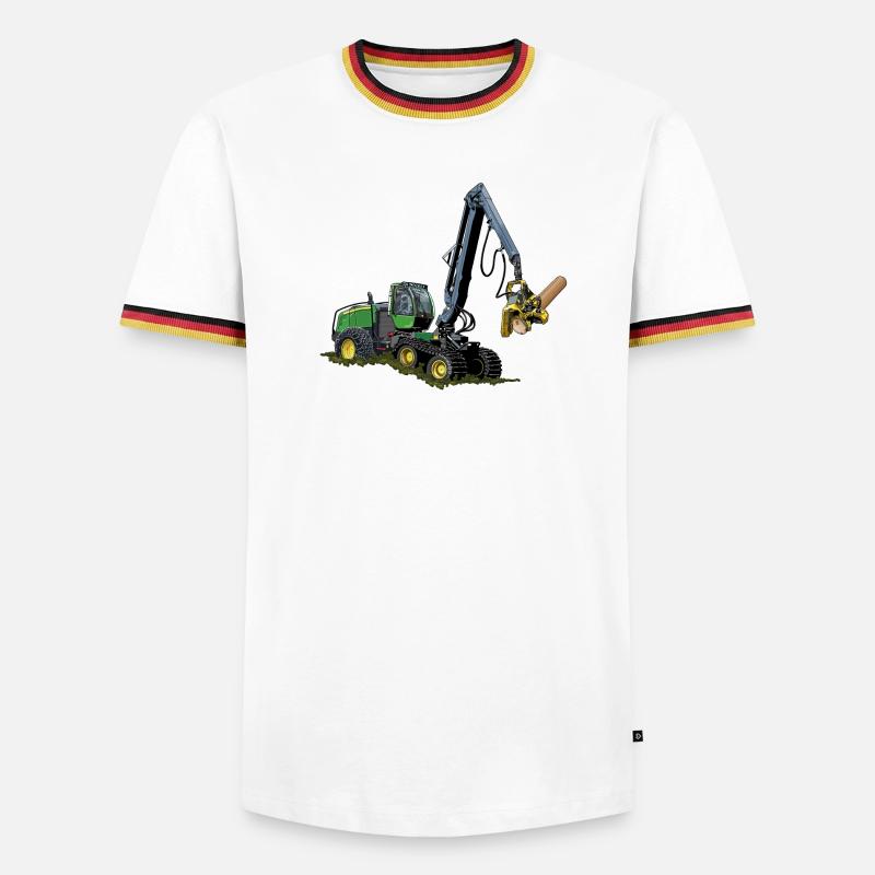 Harvester, Holzerntemaschine - Männer Kontrast-T-Shirt - Weiß/Dreifarbig