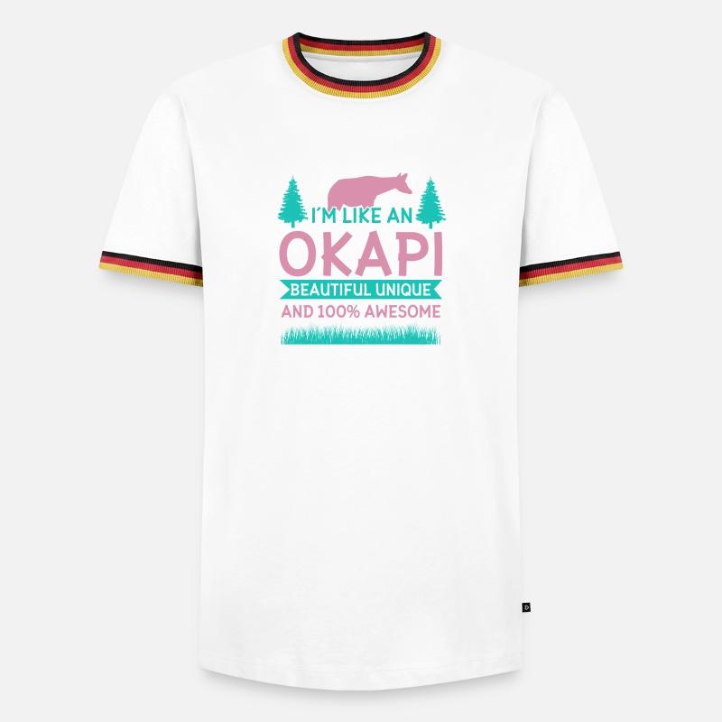 Okapi wild giraffes design - Men's Ringer Shirt - white/tricolour