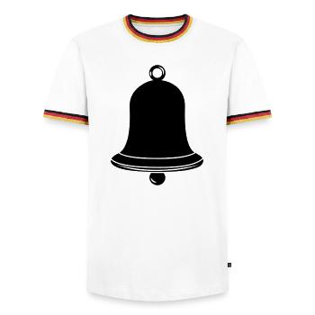 Cloches de l’église Logo de l’église - T-shirt contrasté Homme - blanc/tricolore - Devant - AI Model Female 172 light (172cm) & AI Model Male 185 light (185cm)