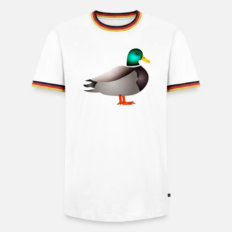 handgezeichnete männliche Ente Erpel oder Enterich - Männer Kontrast-T-Shirt - Weiß/Dreifarbig