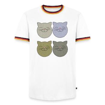 katzen 4er pack - Männer Kontrast-T-Shirt - Weiß/Dreifarbig - Vorne - AI Model Female 172 light (172cm) & AI Model Male 185 light (185cm)