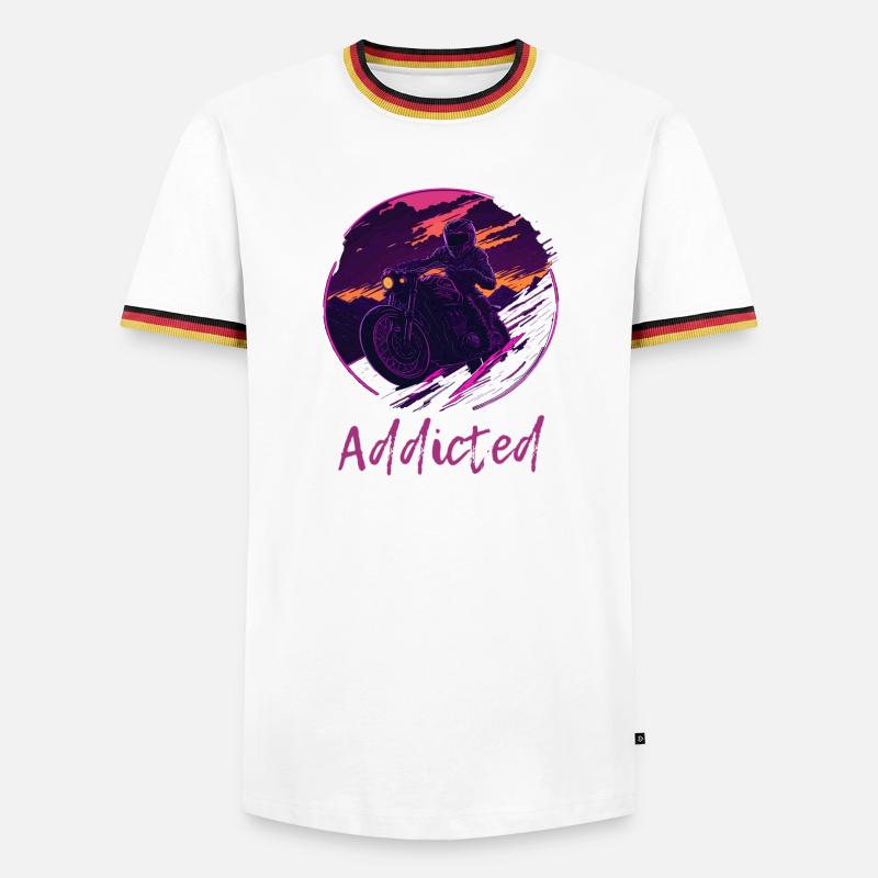 Synthwave Motorcycle Addicted - Männer Kontrast-T-Shirt - Weiß/Dreifarbig