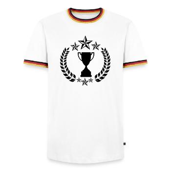Couronne de laurier avec coupe et étoiles - T-shirt contrasté Homme - blanc/tricolore - Devant - AI Model Female 172 light (172cm) & AI Model Male 185 light (185cm)