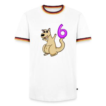 6 Anniversaire 6 ans avec motif animal - six - T-shirt contrasté Homme - blanc/tricolore - Devant - AI Model Female 172 light (172cm) & AI Model Male 185 light (185cm)