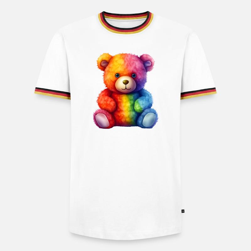 Rainbow Plush Bear Hug - Men's Ringer Shirt - white/tricolour