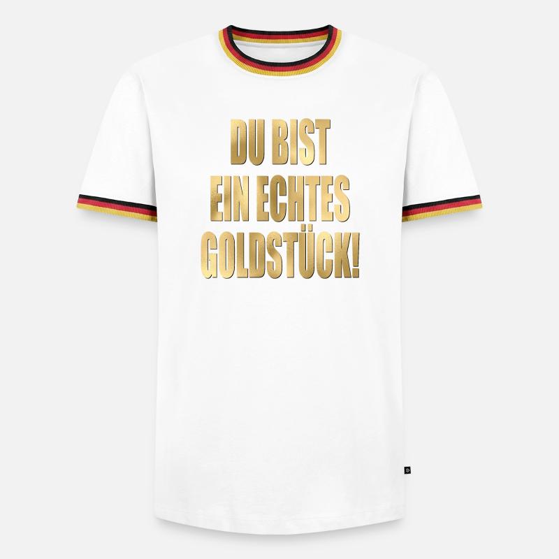 DANKESCHÖN GESCHENKE - KOMPLIMENTE GOLDSTÜCK - Männer Kontrast-T-Shirt - Weiß/Dreifarbig
