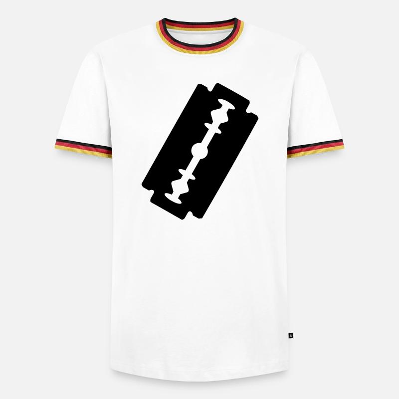 Logo-Rasierklinge. - Männer Kontrast-T-Shirt - Weiß/Dreifarbig