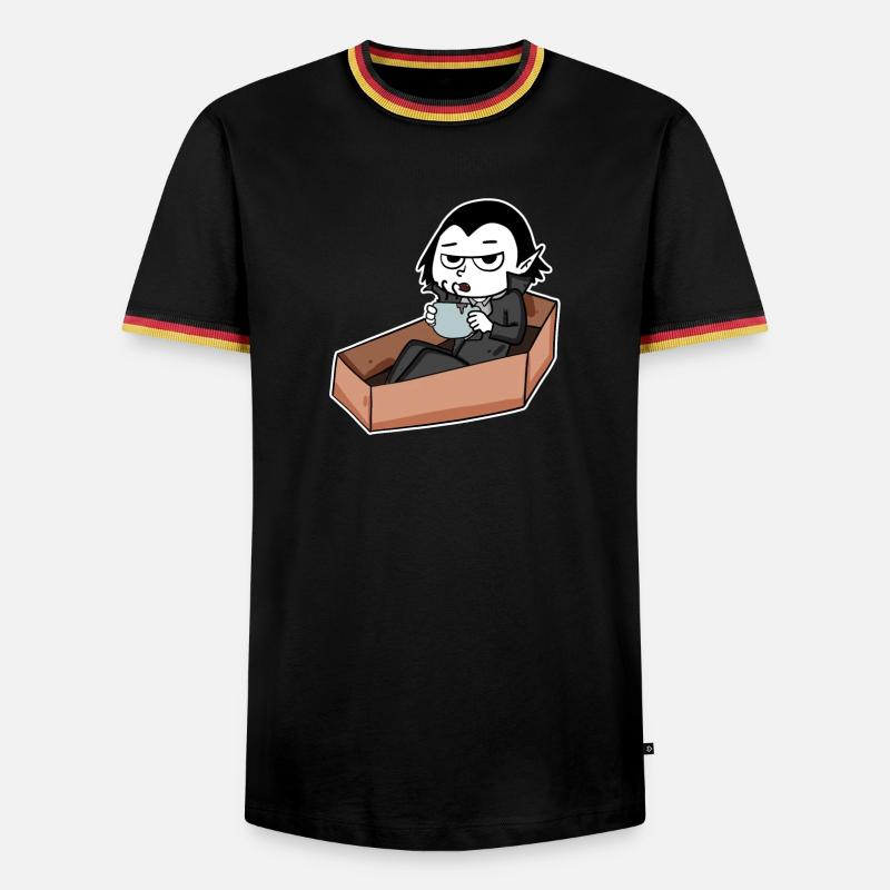 Vampire drinks coffee - Men's Ringer Shirt - black/tricolour