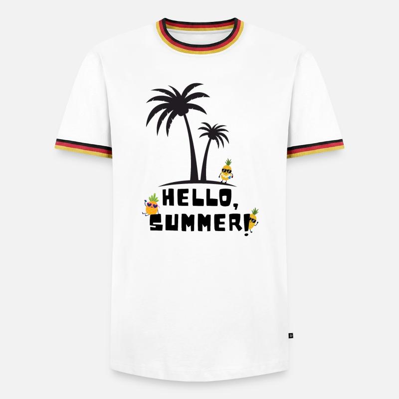 Hello summer - Männer Kontrast-T-Shirt - Weiß/Dreifarbig