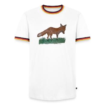 I'm just a fox - Men's Ringer Shirt - white/tricolour - Front - AI Model Female 172 light (172cm) & AI Model Male 185 light (185cm)