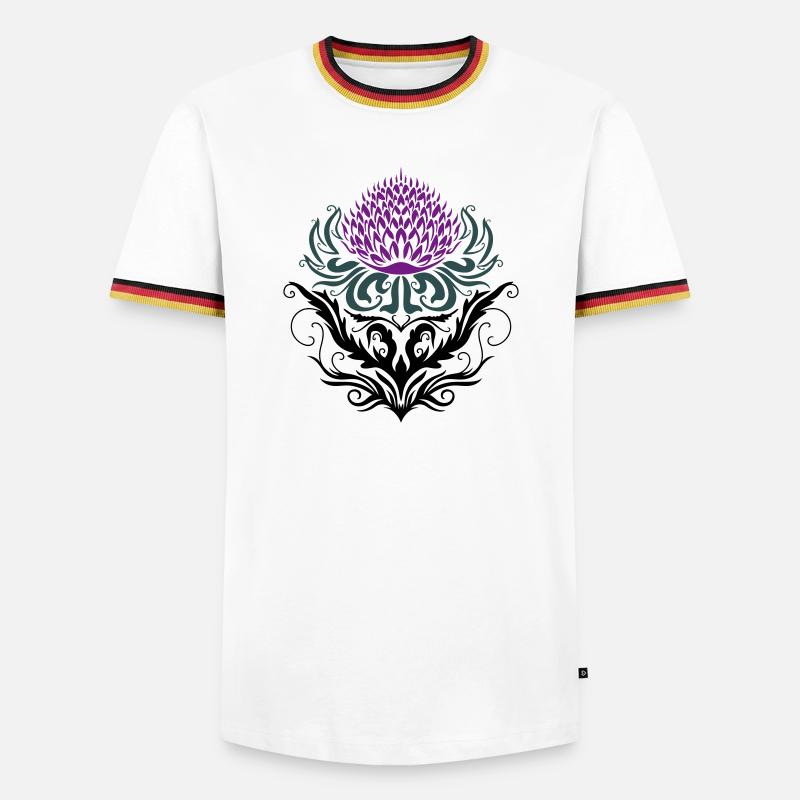Distel lila Thistle - Männer Kontrast-T-Shirt - Weiß/Dreifarbig
