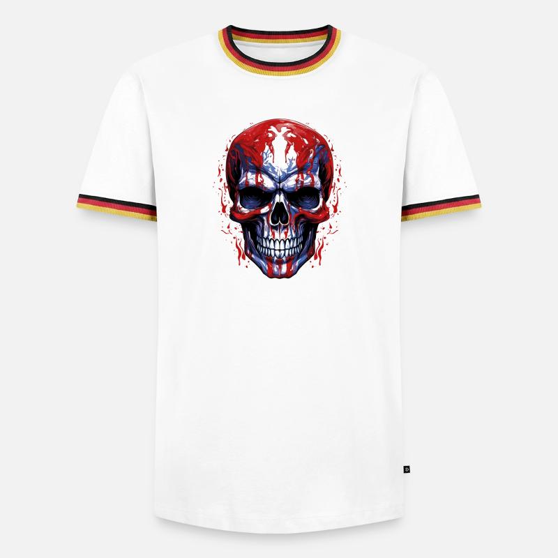 Graphique de crâne de drapeaux - T-shirt contrasté Homme - blanc/tricolore