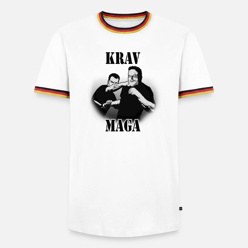 Krav Maga Messerverteidigung - Männer Kontrast-T-Shirt - Weiß/Dreifarbig