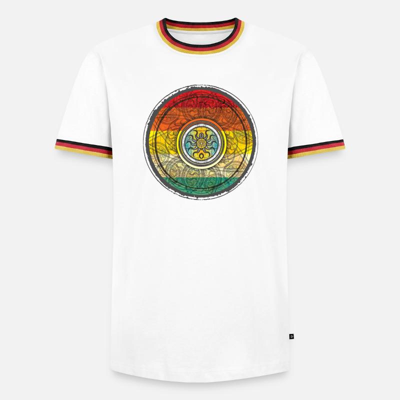 Kaleidoscopic Sun Pattern Context - Men's Ringer Shirt - white/tricolour