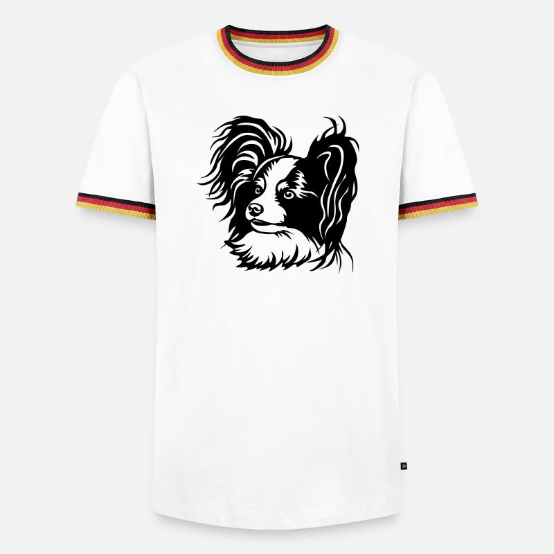 Papillon Kopf - Männer Kontrast-T-Shirt - Weiß/Dreifarbig