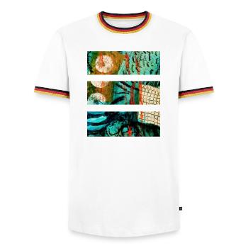 Paysage abstrait aux couleurs vives - T-shirt contrasté Homme - blanc/tricolore - Devant - AI Model Female 172 light (172cm) & AI Model Male 185 light (185cm)