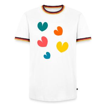 NOËL. ANNEE. ANNIVERSAIRE. RETRAITE. PAPA. MAMAM. - T-shirt contrasté Homme - blanc/tricolore - Devant - AI Model Female 172 light (172cm) & AI Model Male 185 light (185cm)