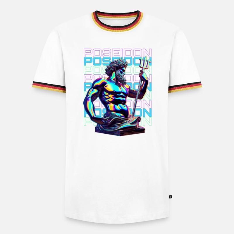 Neon Poseidon Trident - Männer Kontrast-T-Shirt - Weiß/Dreifarbig