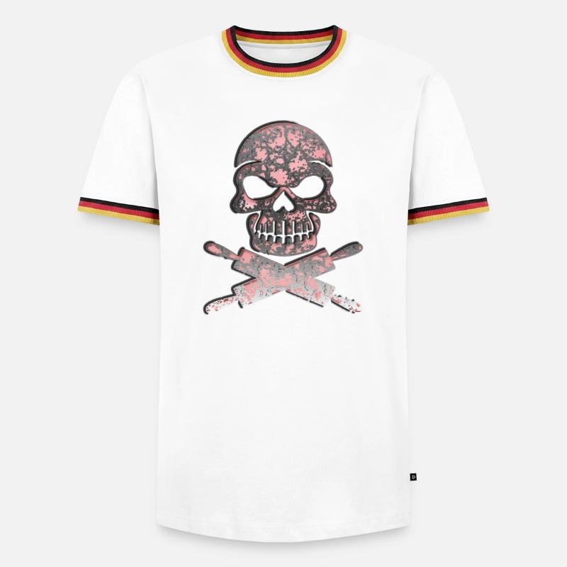 Skull skull with dough rolls - Men's Ringer Shirt - white/tricolour