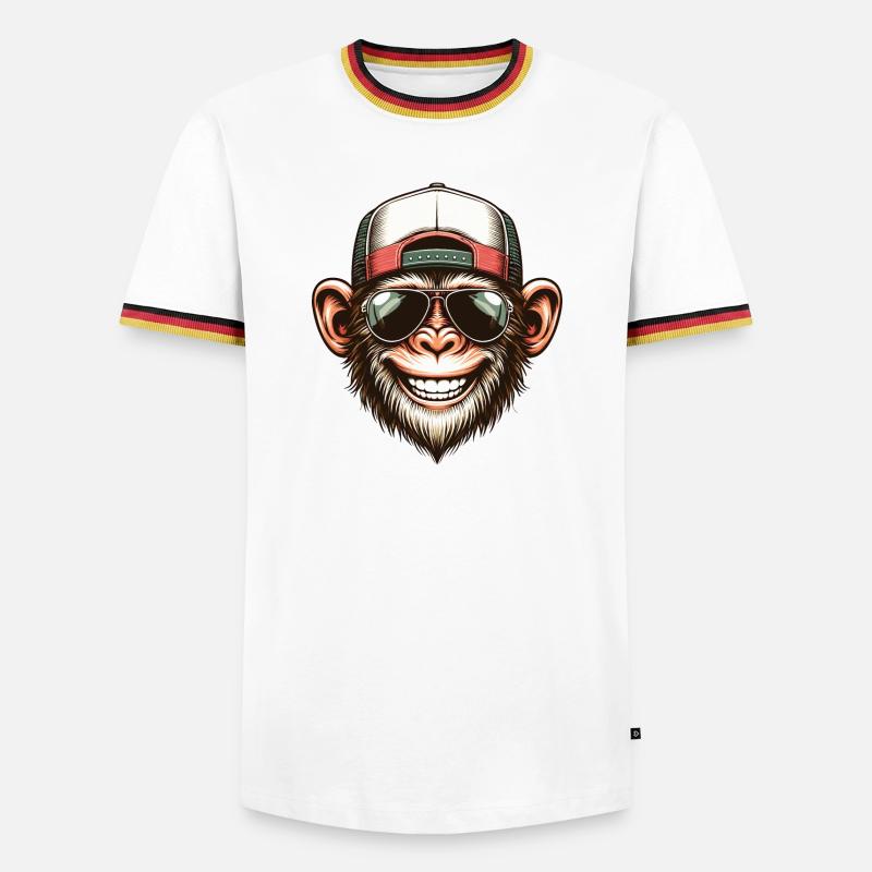 Funny Monkey - Men's Ringer Shirt - white/tricolour